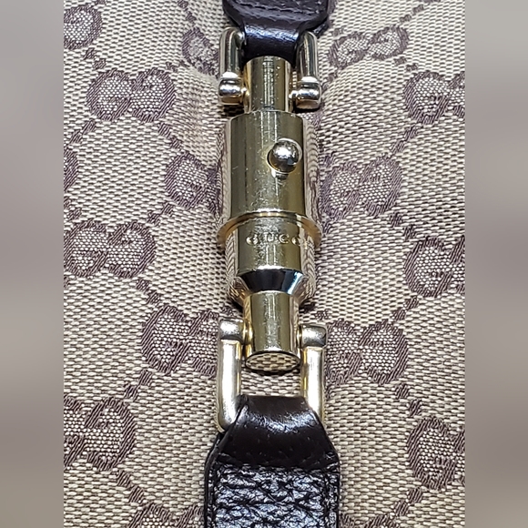 Gucci Jackie brown canvas shoulder bag; brown with gold hardware, studs - Picture 4 of 9